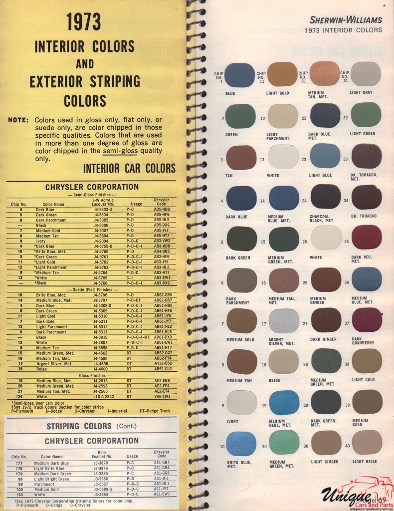 1973 Chrysler Paint Charts Williams 4